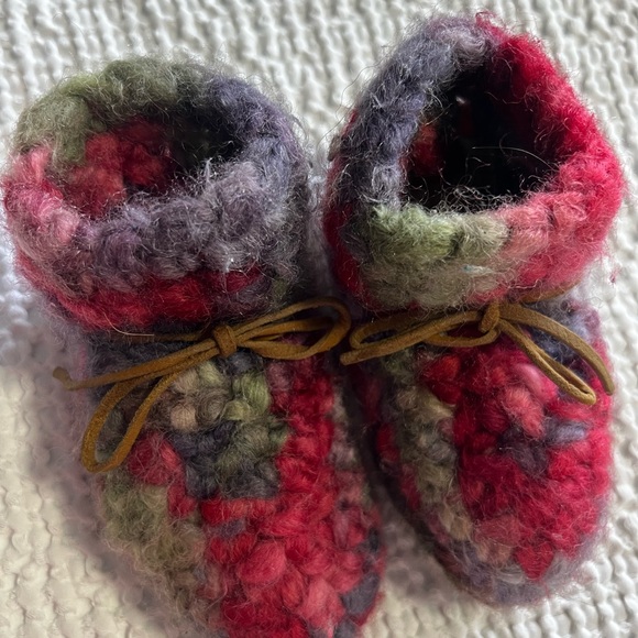 Other - Padraig Handcrafted Artisan Wool Baby Toddler Pink 6” Slippers Leather Soles